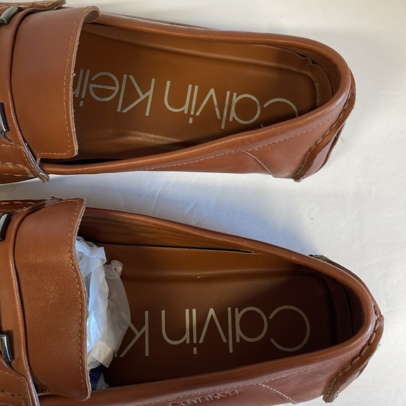 Calvin Klein Magnus Brown Leather Driving Loafers with Metallic Detail - Picture 4 of 12